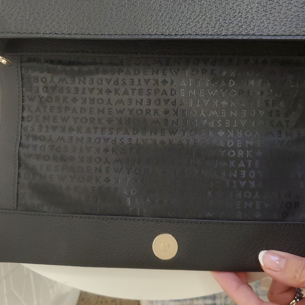 kate spade Black Leather Bow Crossbody Bag with Cream Accent - Picture 9 of 9